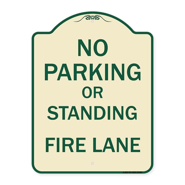 Signmission No Parking or Standing Fire Lane Heavy-Gauge Aluminum Architectural Sign, 24" x 18", TG-1824-23681 A-DES-TG-1824-23681 - main